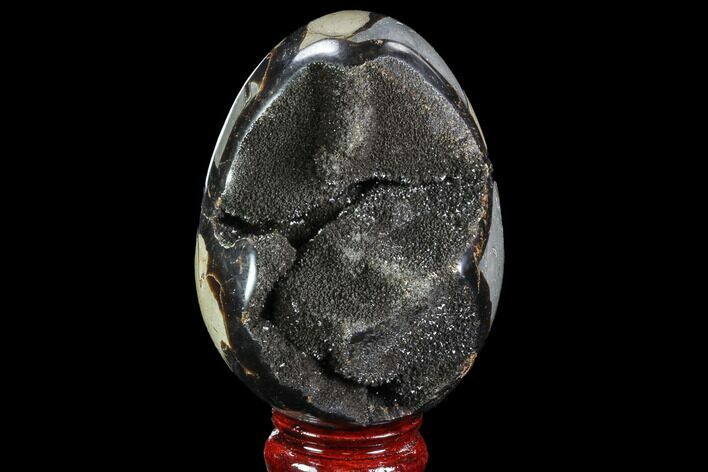 Septarian Dragon Egg Geode - Black Crystals #88512